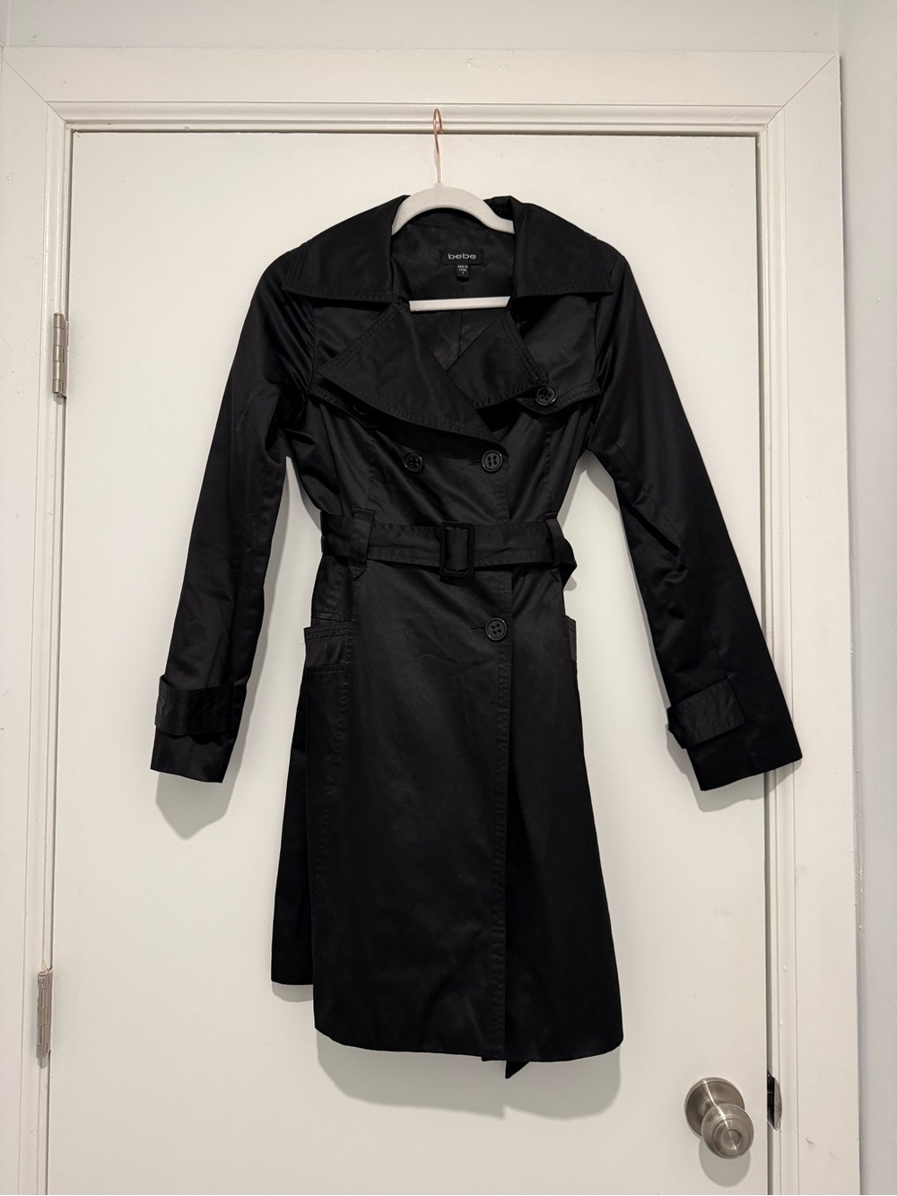 bebe Black Lined Trench with Belt